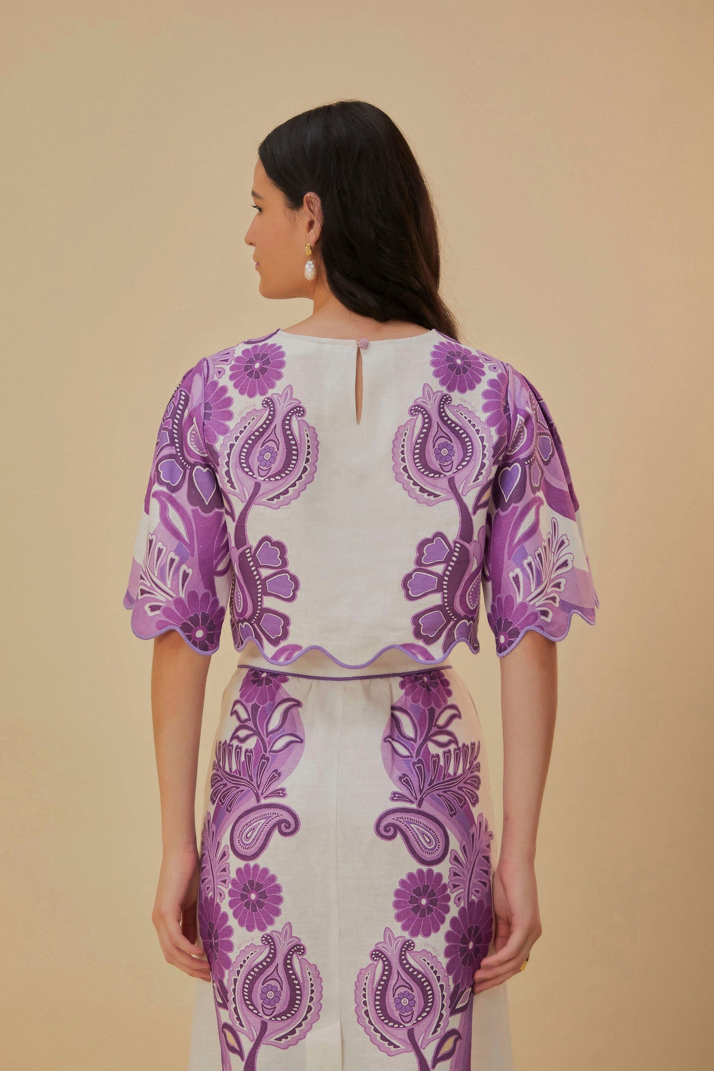 Color Festival Cream Euroflax™ Crop Blouse