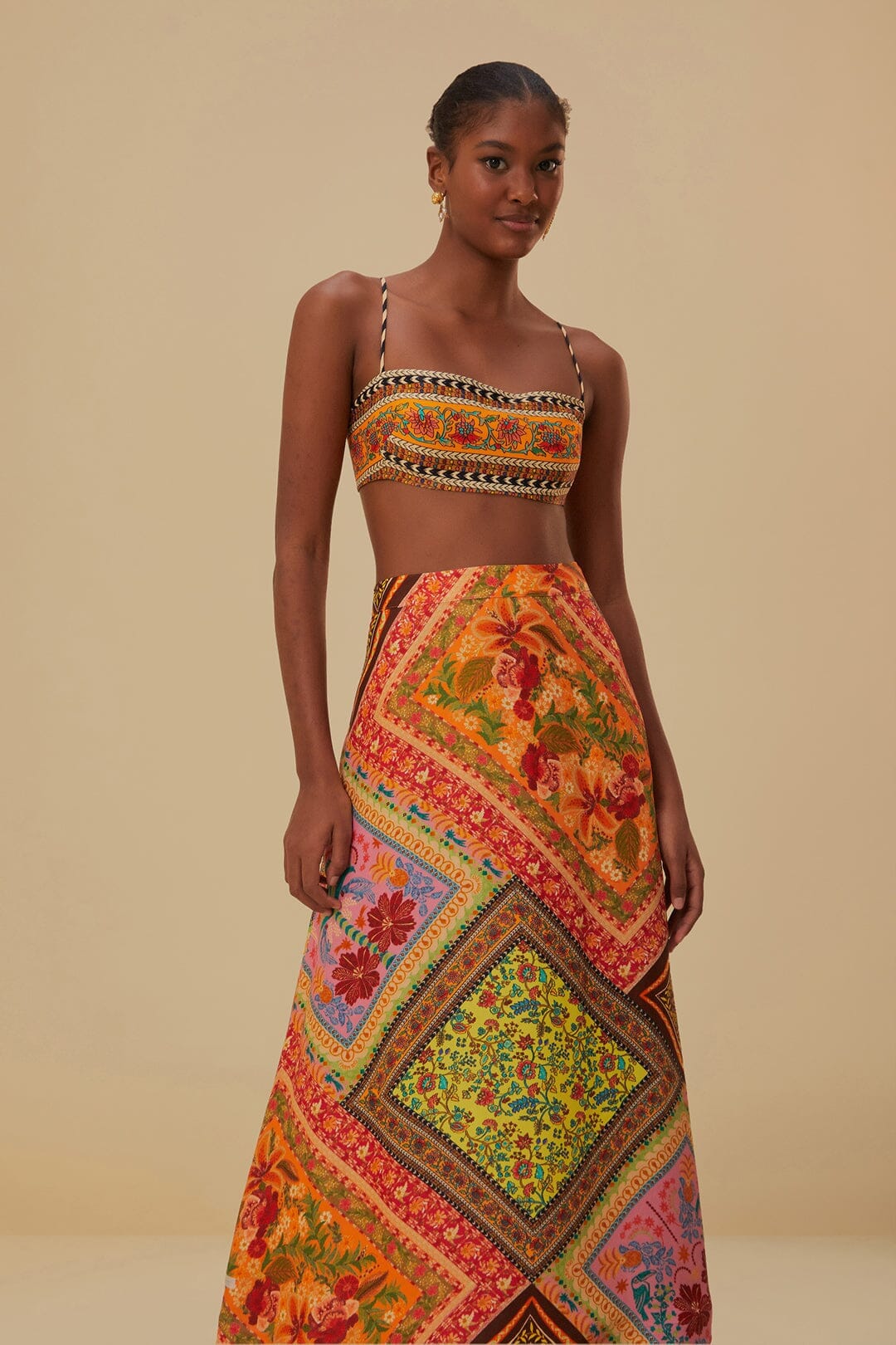 Mixed Scarves Lenzing™ Ecovero™ Viscose Midi Skirt