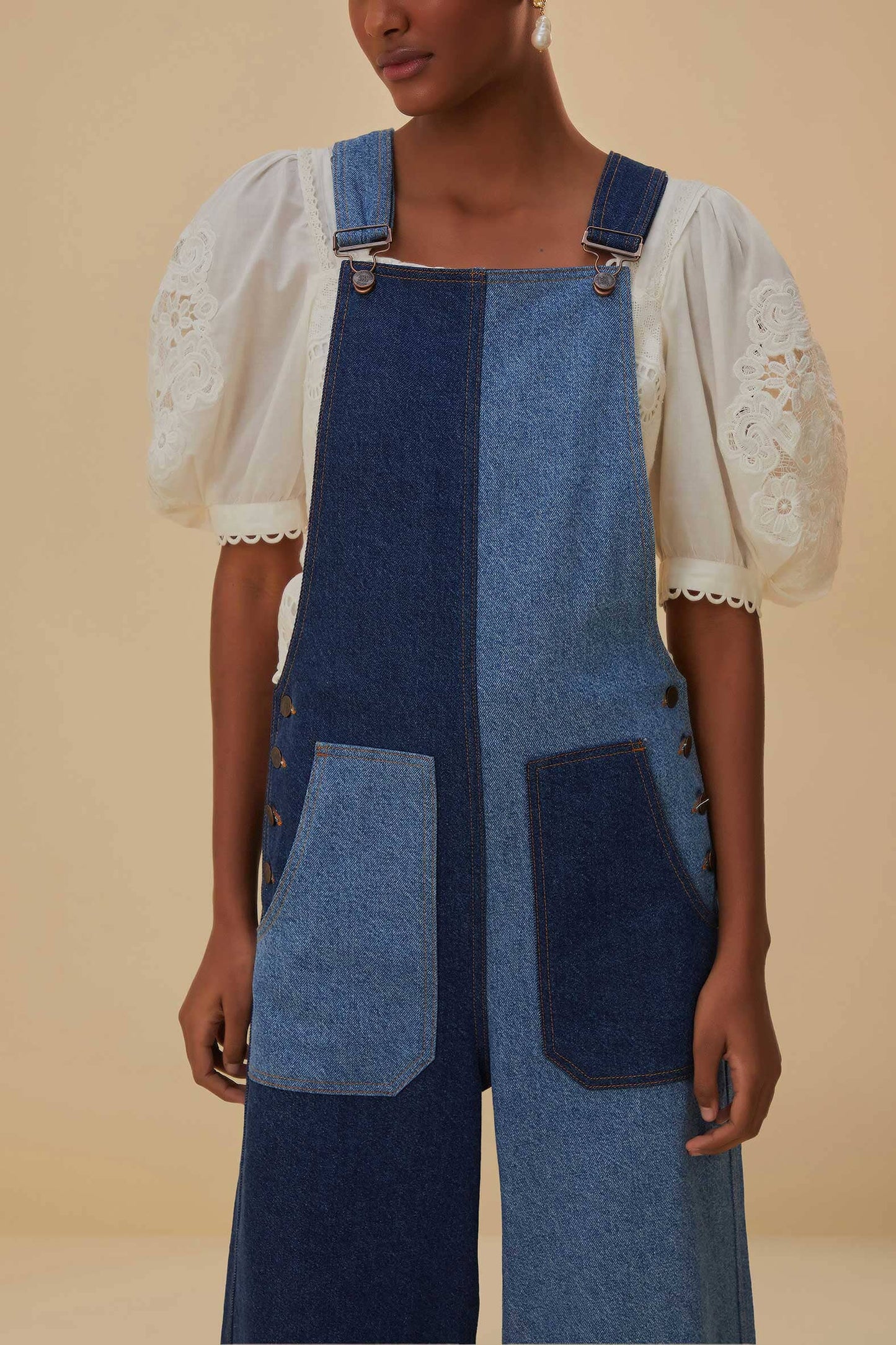 Patch Denim Overalls