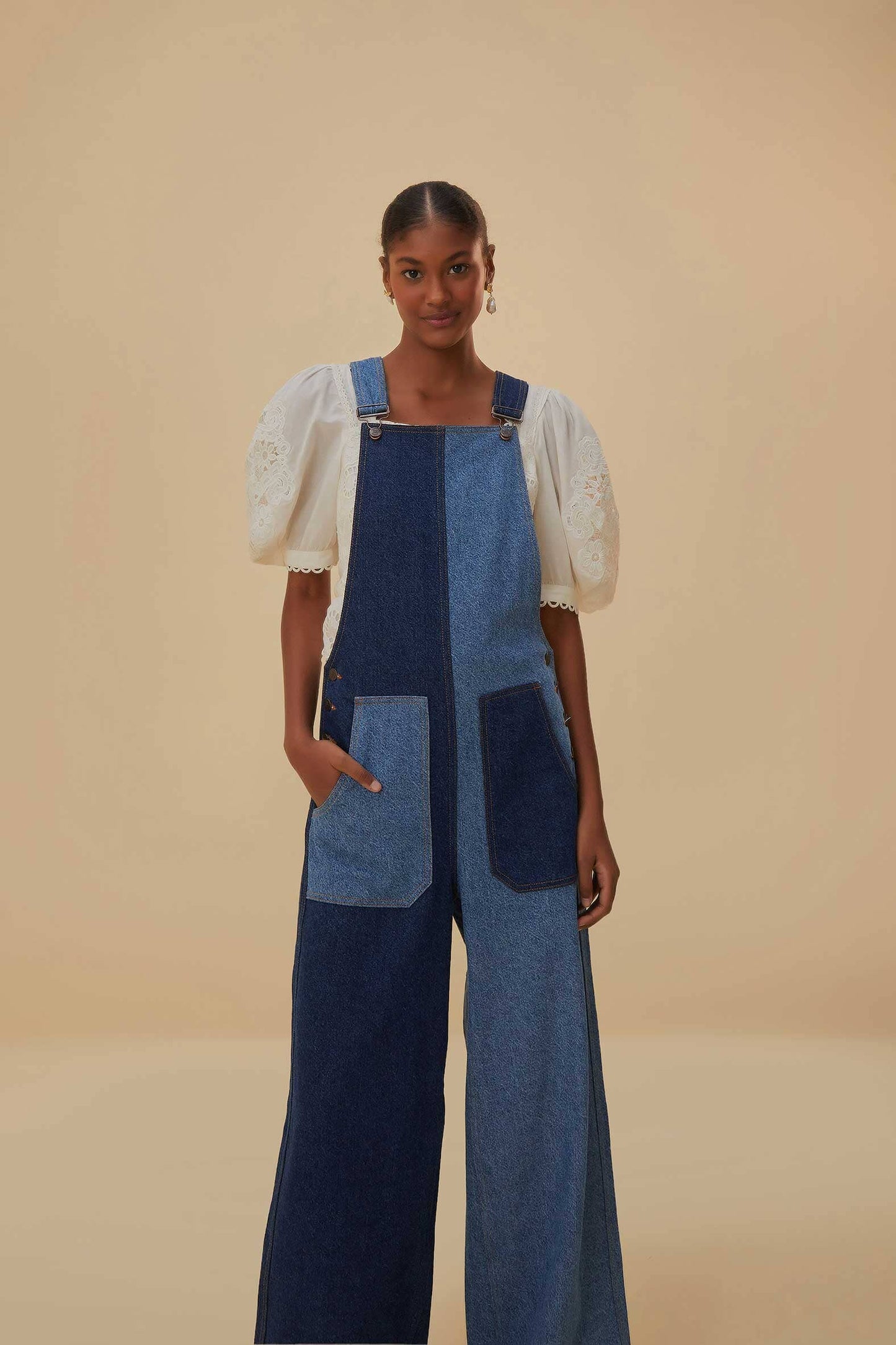 Patch Denim Overalls