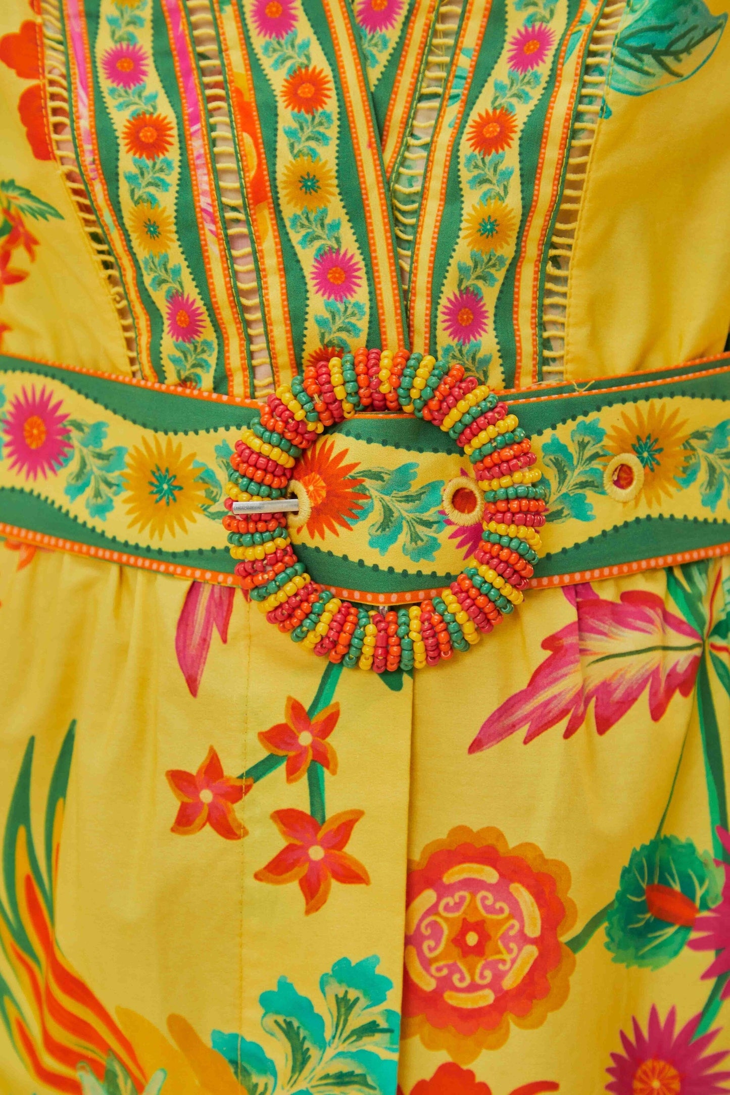 Yellow Delicate Fruit Garden Organic Cotton Mini Dress