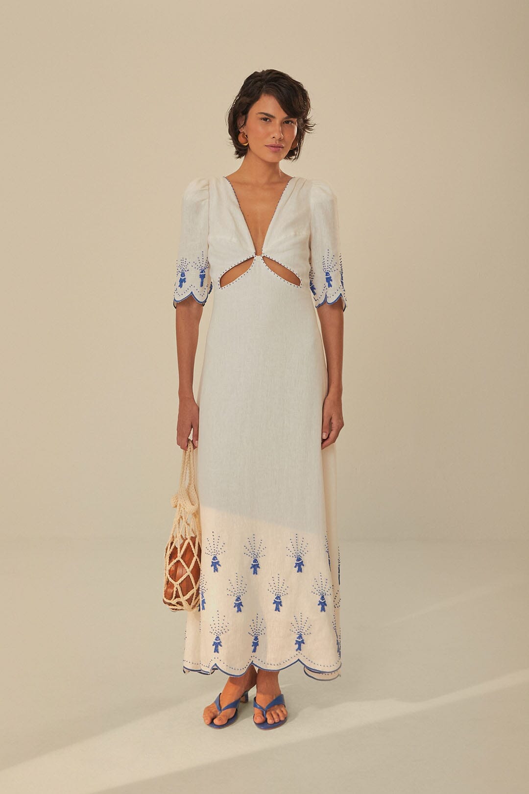 Off-White Sea Of Fish Embroidered Midi Dress