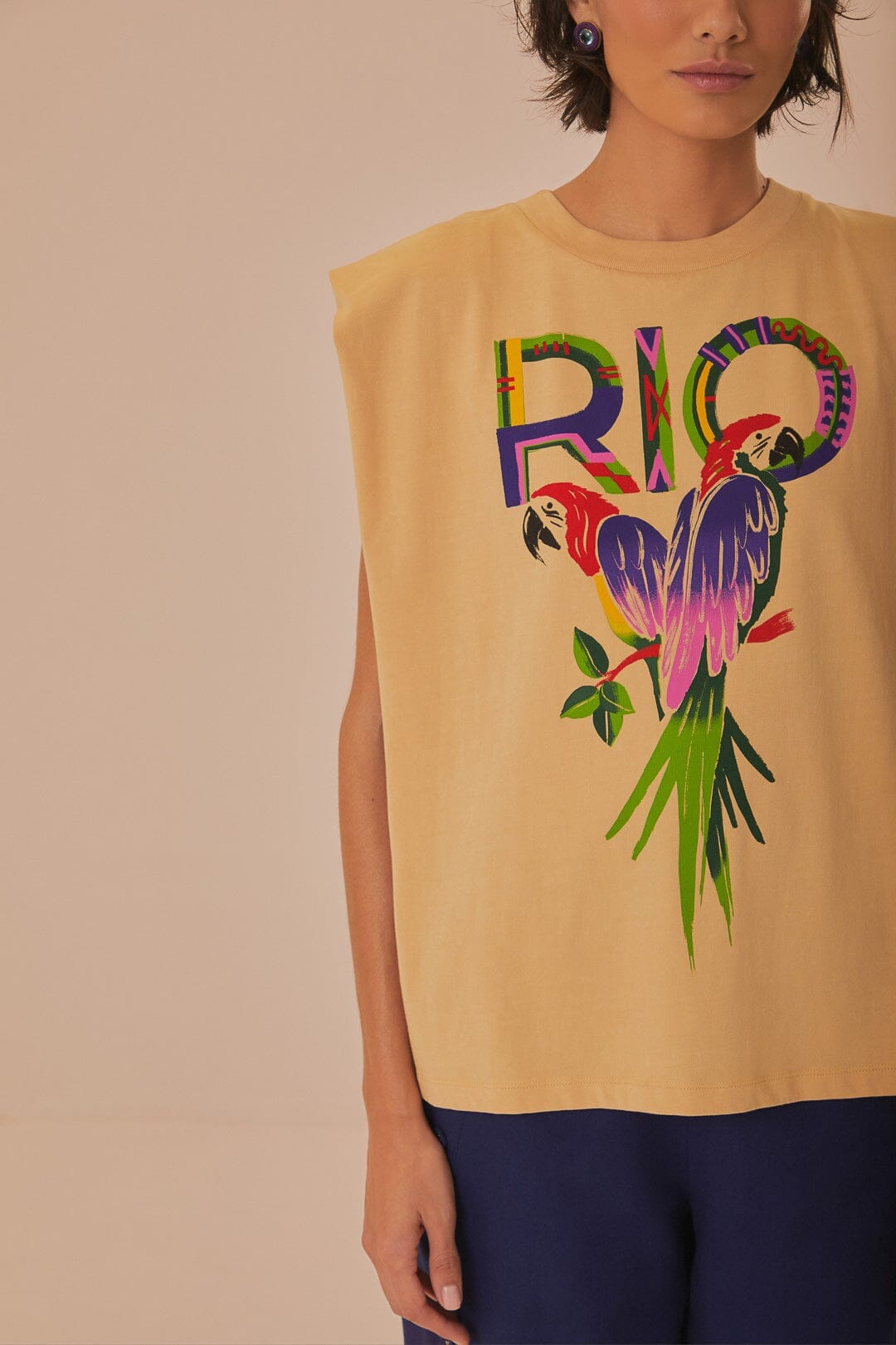 Sand Rio Shoulder Pad Organic Cotton T-Shirt