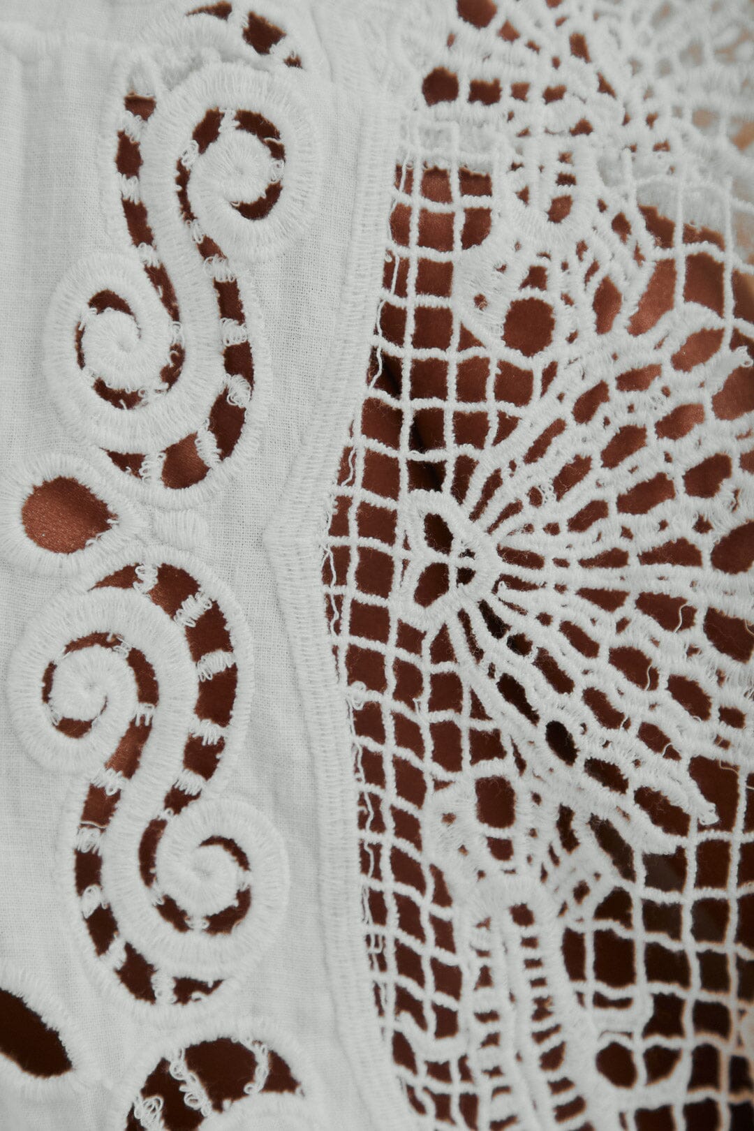 Off-White Embroidered Guipure Euroflaxâ„¢ Premium Linen Midi Dress