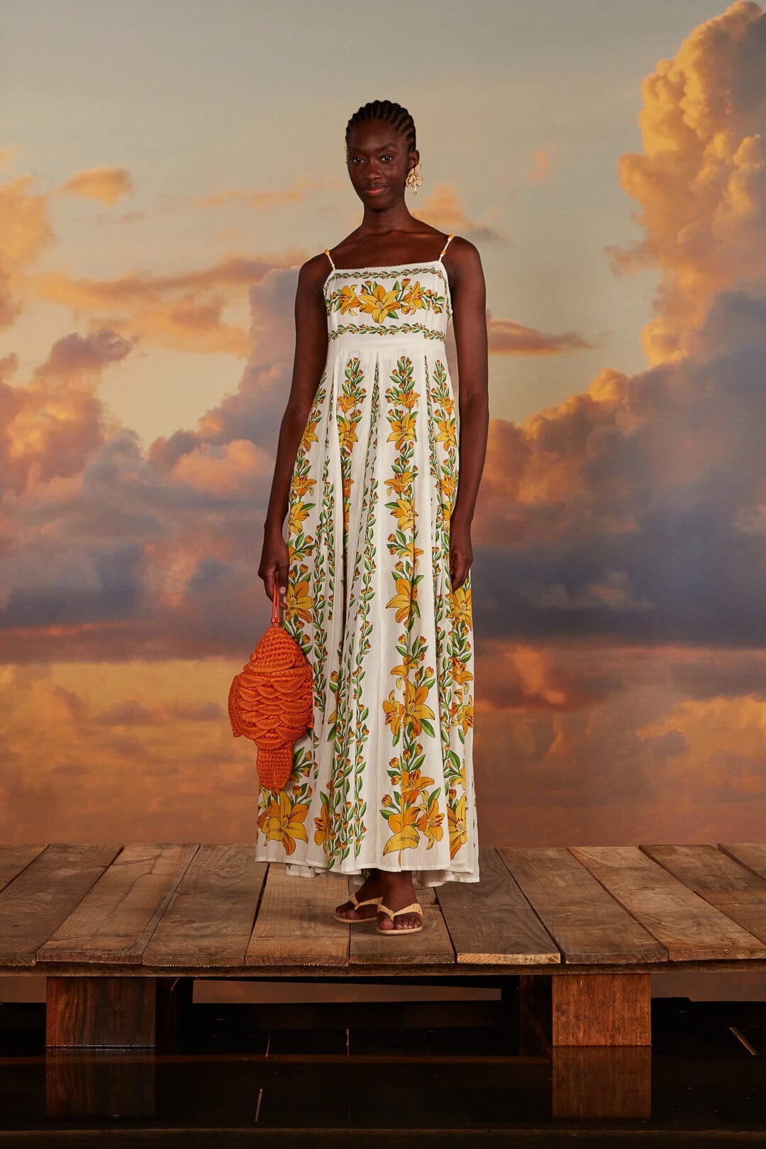 Off White Tropical Lightness Sleeveless Maxi Dress FARM Rio