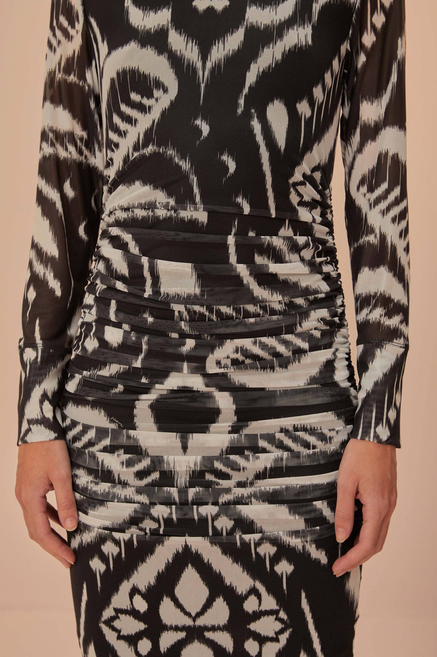Pineapple Ikat Black Tulle Midi Dress