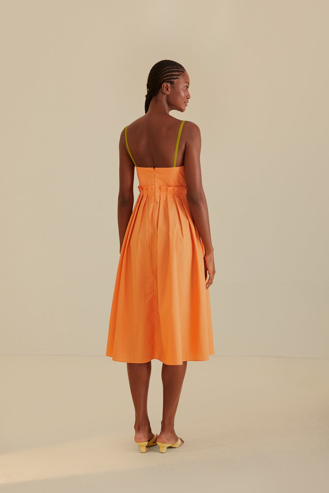 Bicolor Sleeveless Organic Cotton Midi Dress