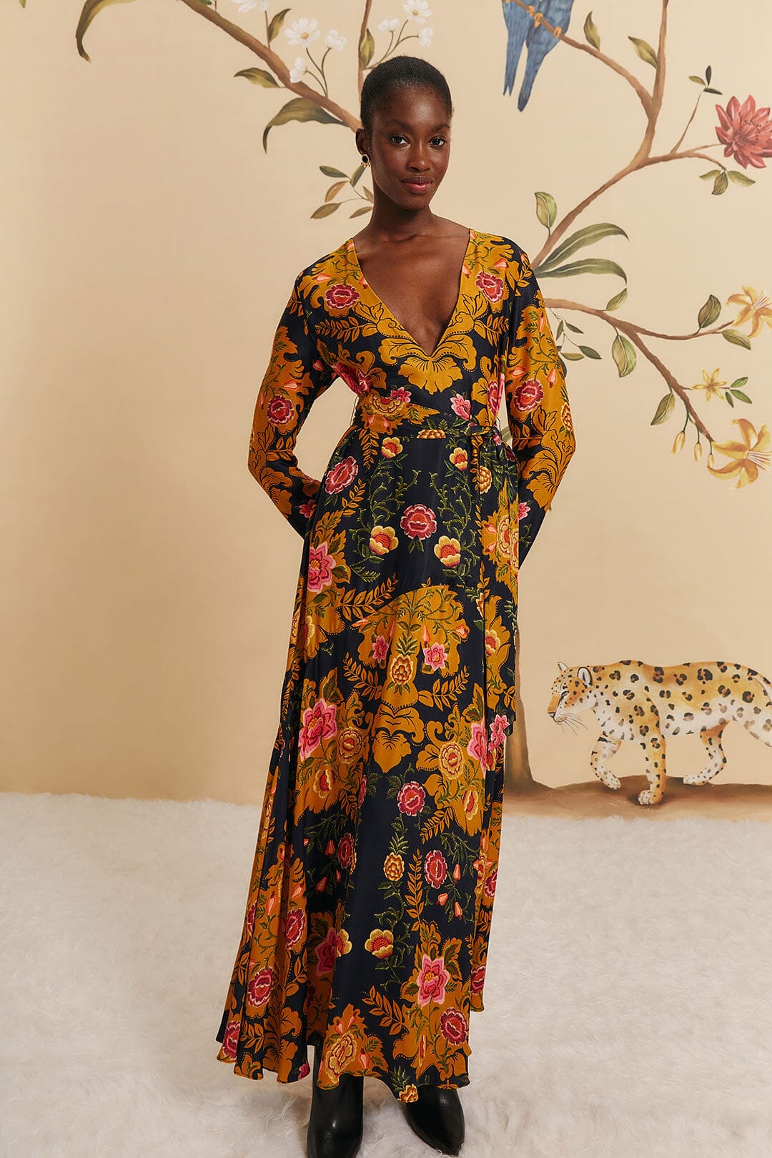 ARABESQUE FLORAL BLACK MAXI DRESS