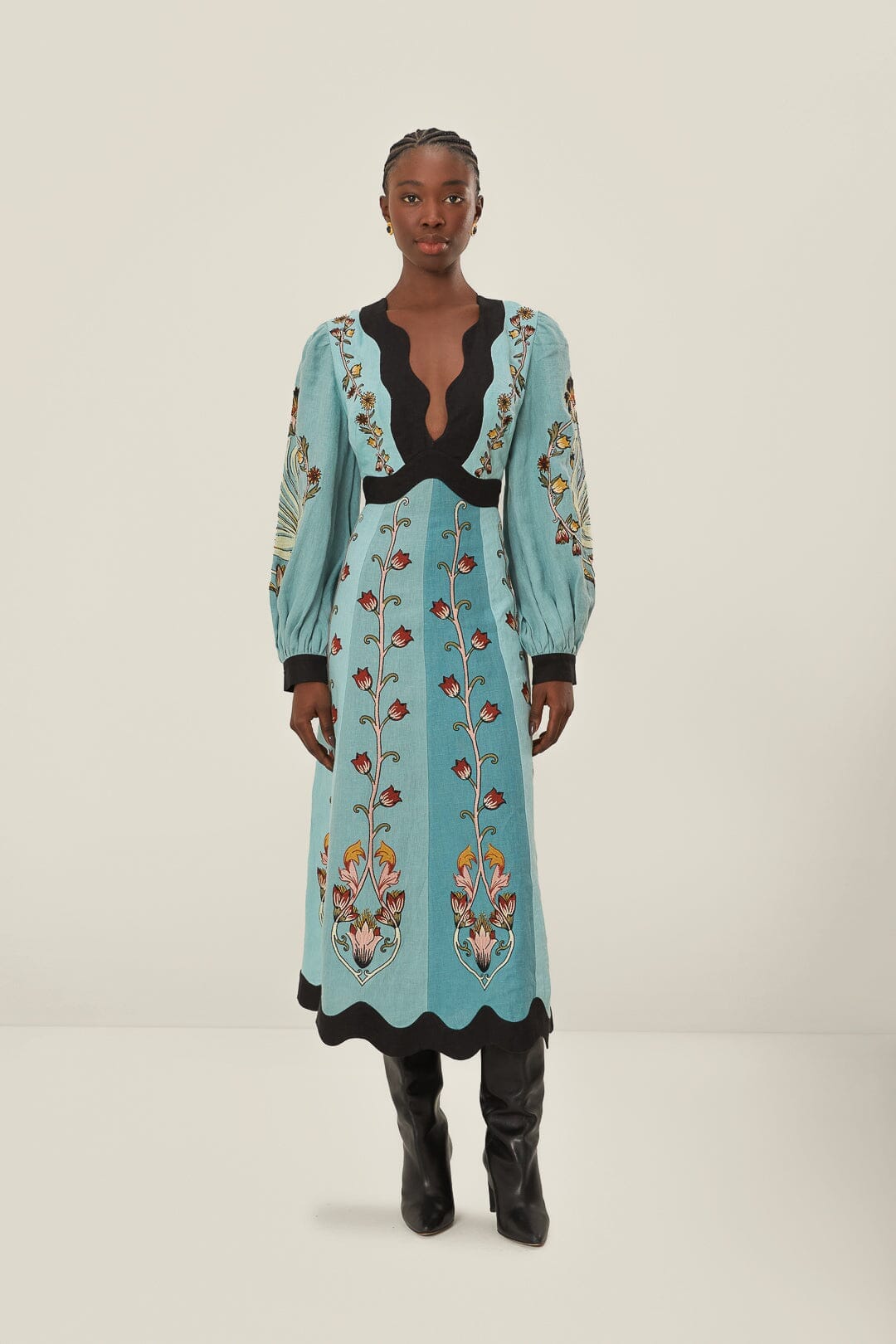 farm rio bright flora long sleeve dress brown bright flora long sleeve mini dress from farm rio FARM Rio Embroidered Tapestry Mini Dress
