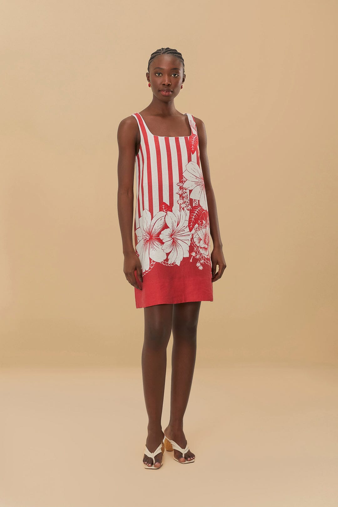 Floral Chain Stripes Mini Dress