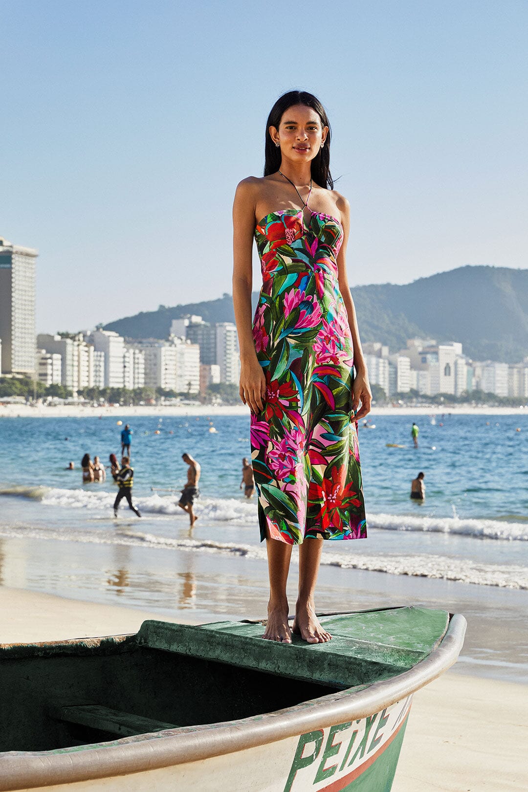 JARDIN DE REVE STRAPLESS MIDI DRESS