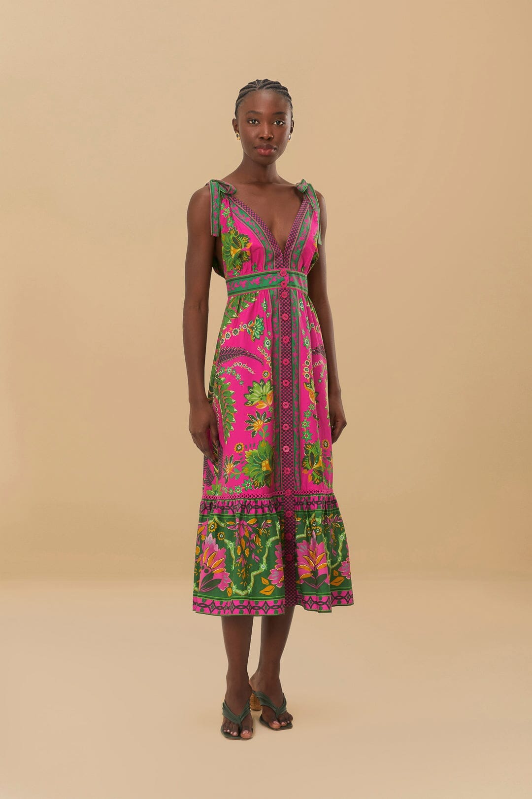 Ana Tapestry Pink Midi Dress FARM Rio Ana Tapestry Pink Midi Dress FARM Rio