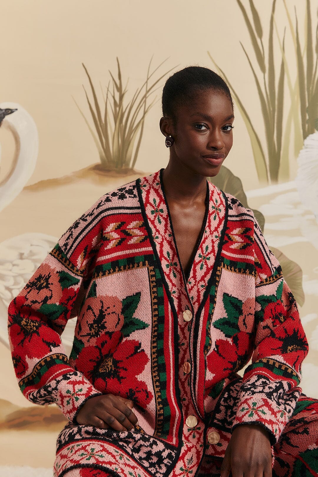 Pink Flower Tapestry Knit Cardigan – FARM Rio