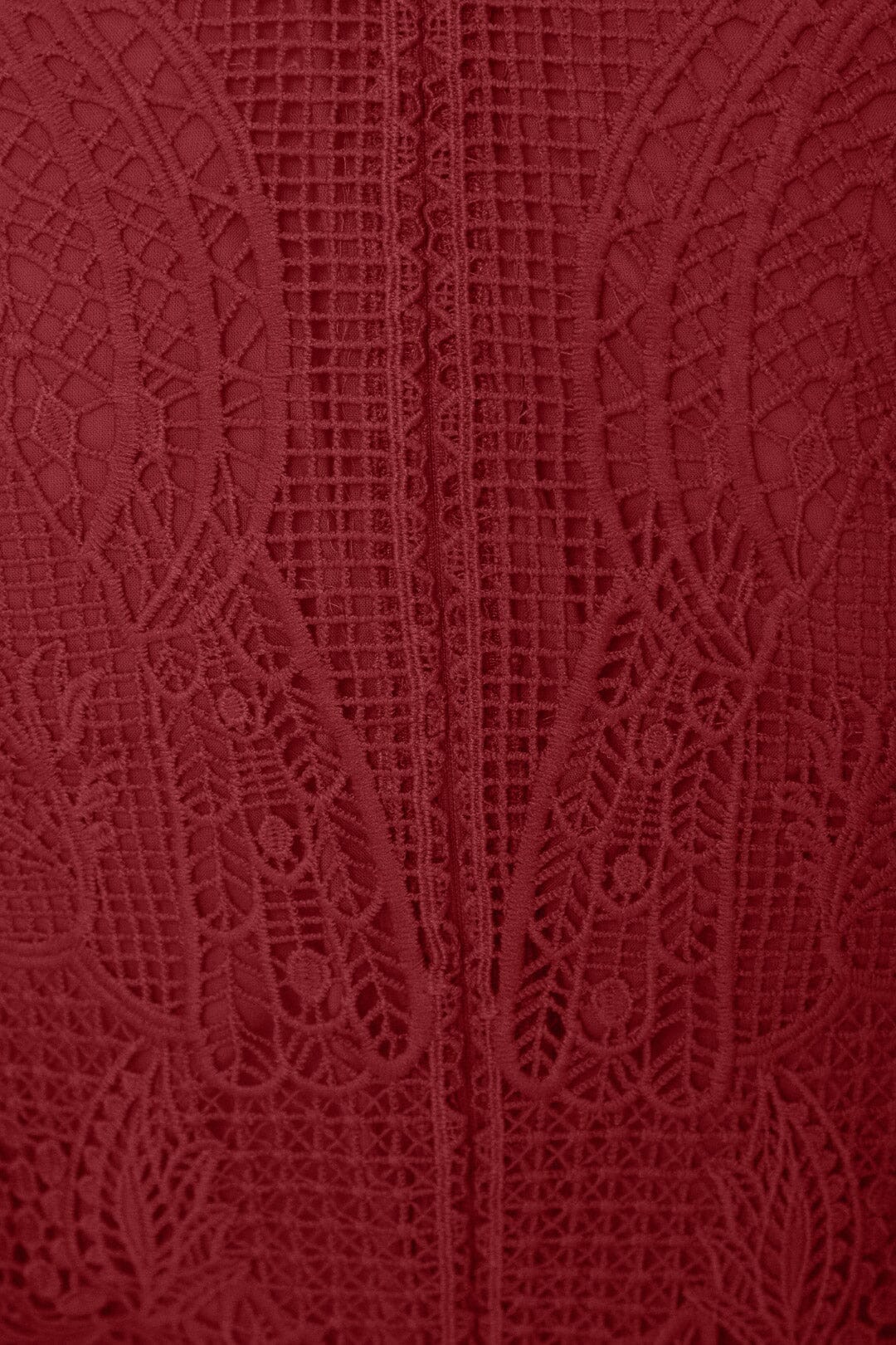 Dark Magenta Guipire Cut-Out Midi Dress