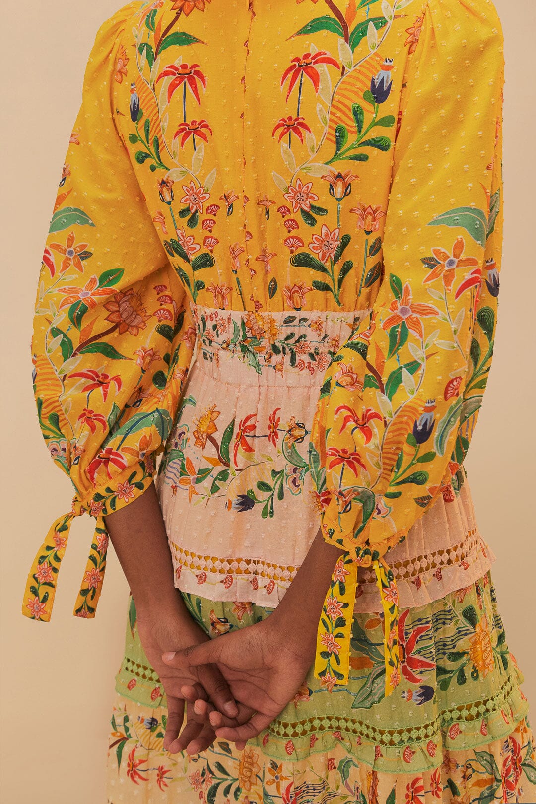 Delicate Flowers Stripes Long Sleeve Maxi Dress