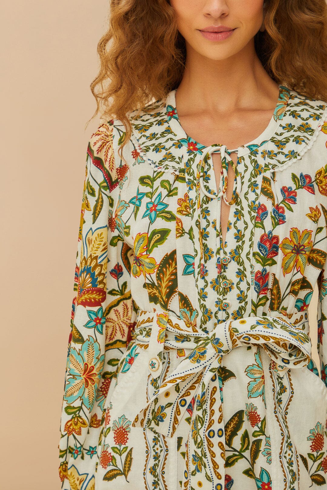 Off-White Botanicals Belted Romper