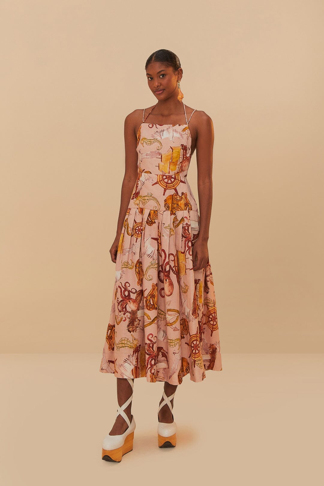 Pink Nautical Wonder LENZING™ ECOVERO™ Euroflax™ Maxi Dress