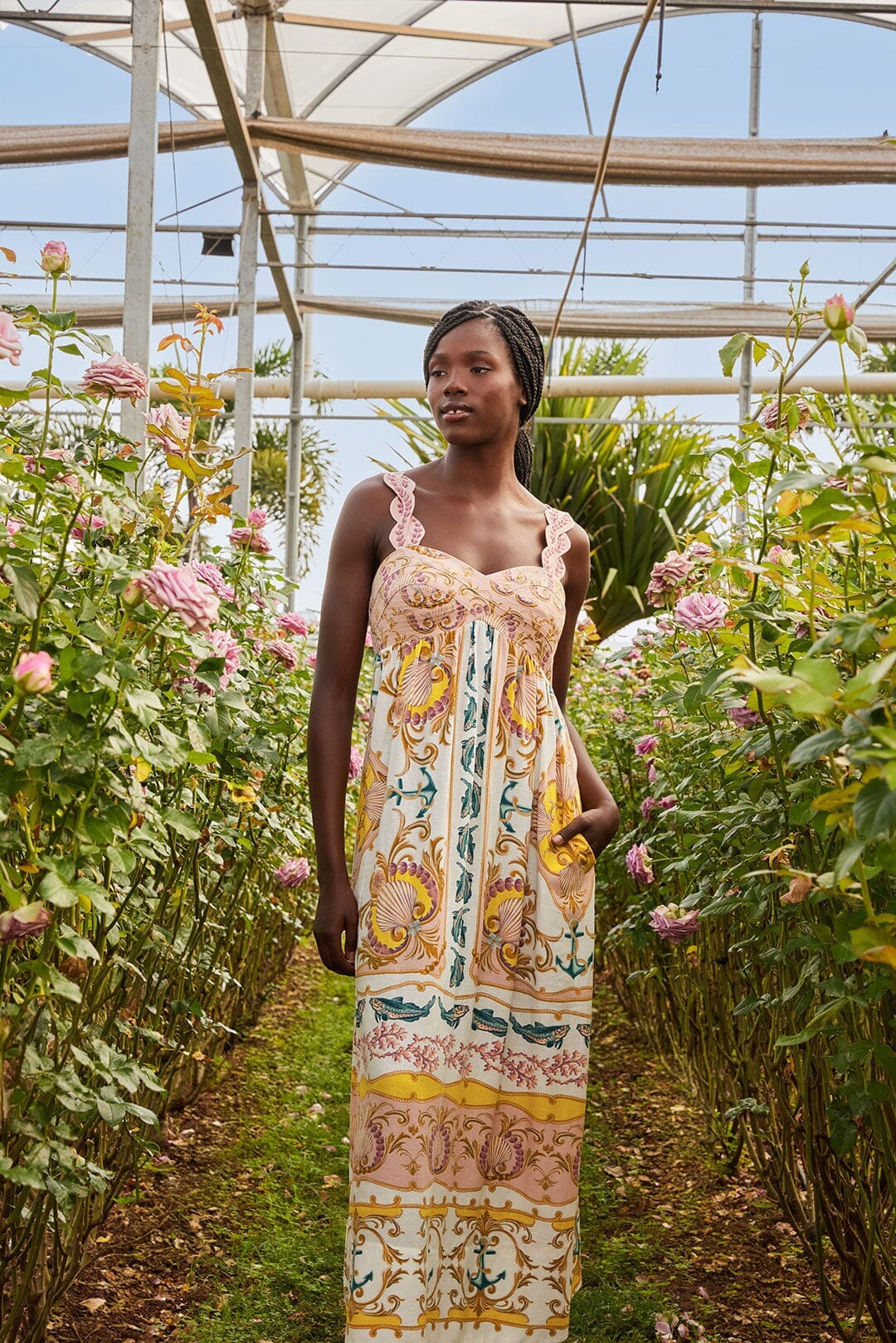 Off-White Maritime Magic LENZING™ ECOVERO™ Euroflax™ Maxi Dress