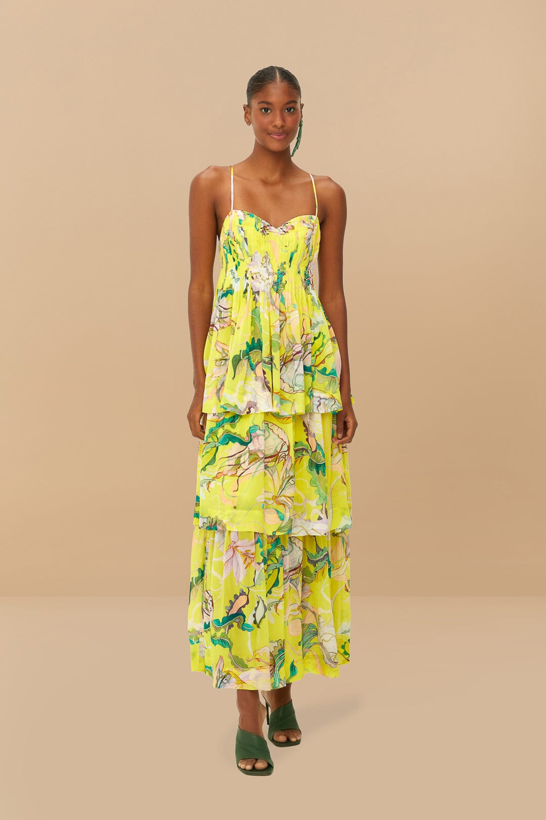 Yellow Jellyfish Bouquet Layered Maxi Dress