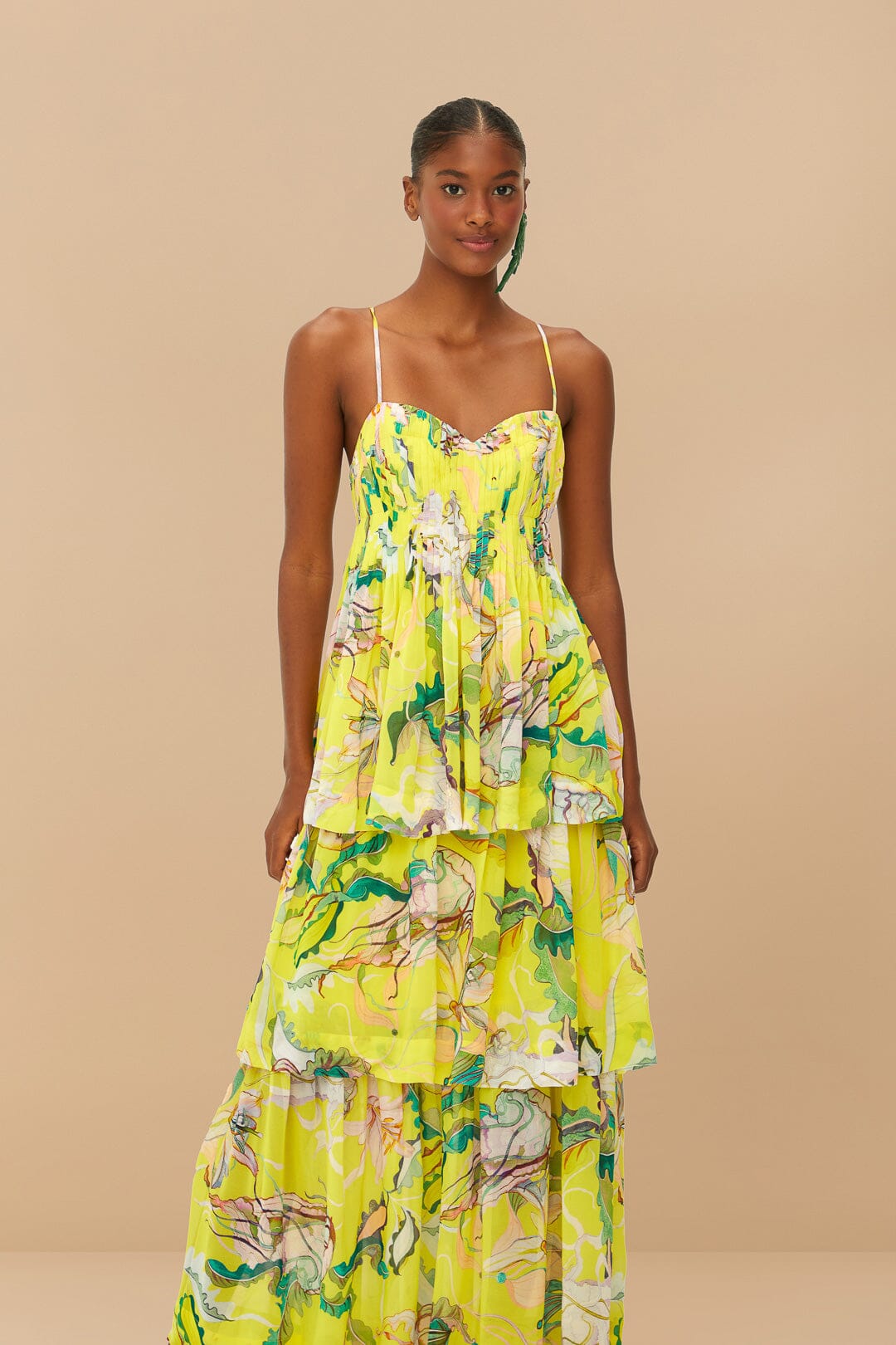 Yellow Jellyfish Bouquet Layered Maxi Dress