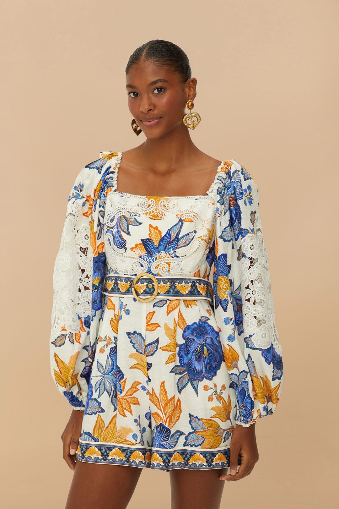 Off-White Summer Flowers LENZING™ ECOVERO™ Euroflax™ Romper