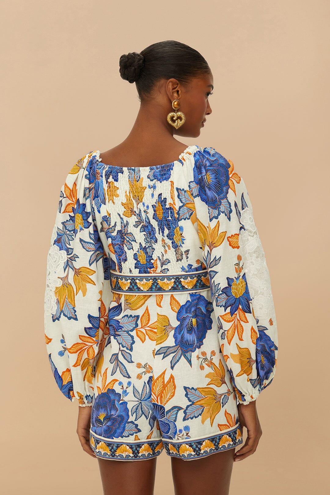 Off-White Summer Flowers LENZING™ ECOVERO™ Euroflax™ Romper