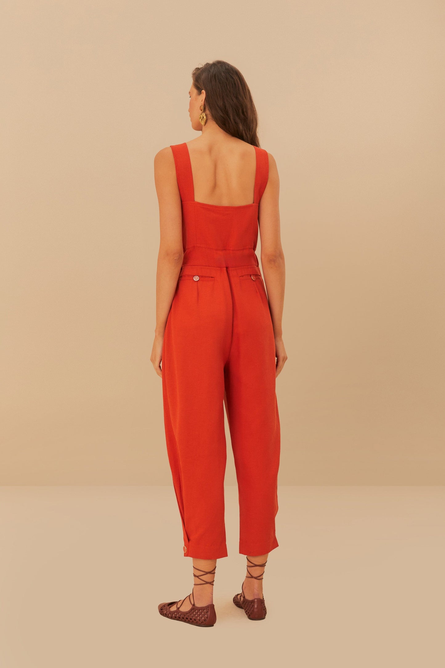 Orange Asymmetric Sleeveless Dungaree