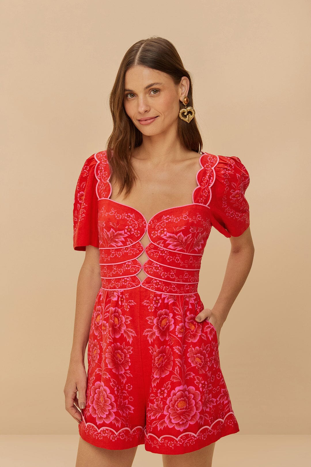 Red Olivia Cut-Out Lenzing™ Ecovero™ Euroflax™ Romper