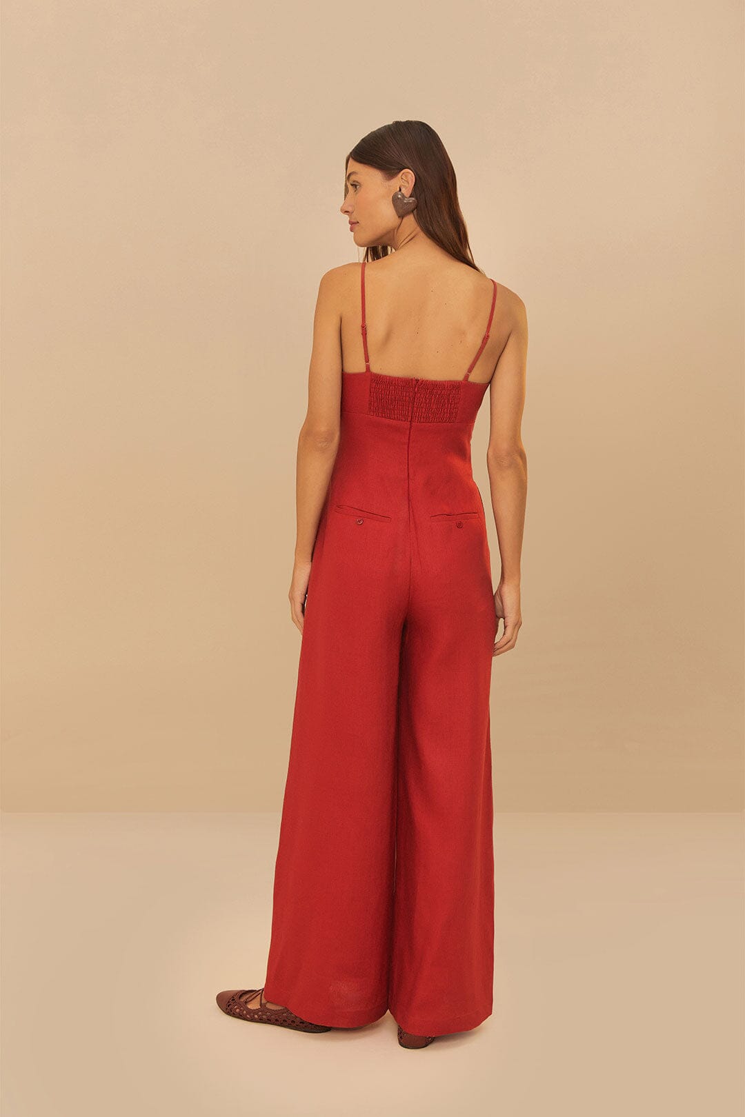 Red Petals Bodice Euroflax™ Premium Linen Jumpsuit
