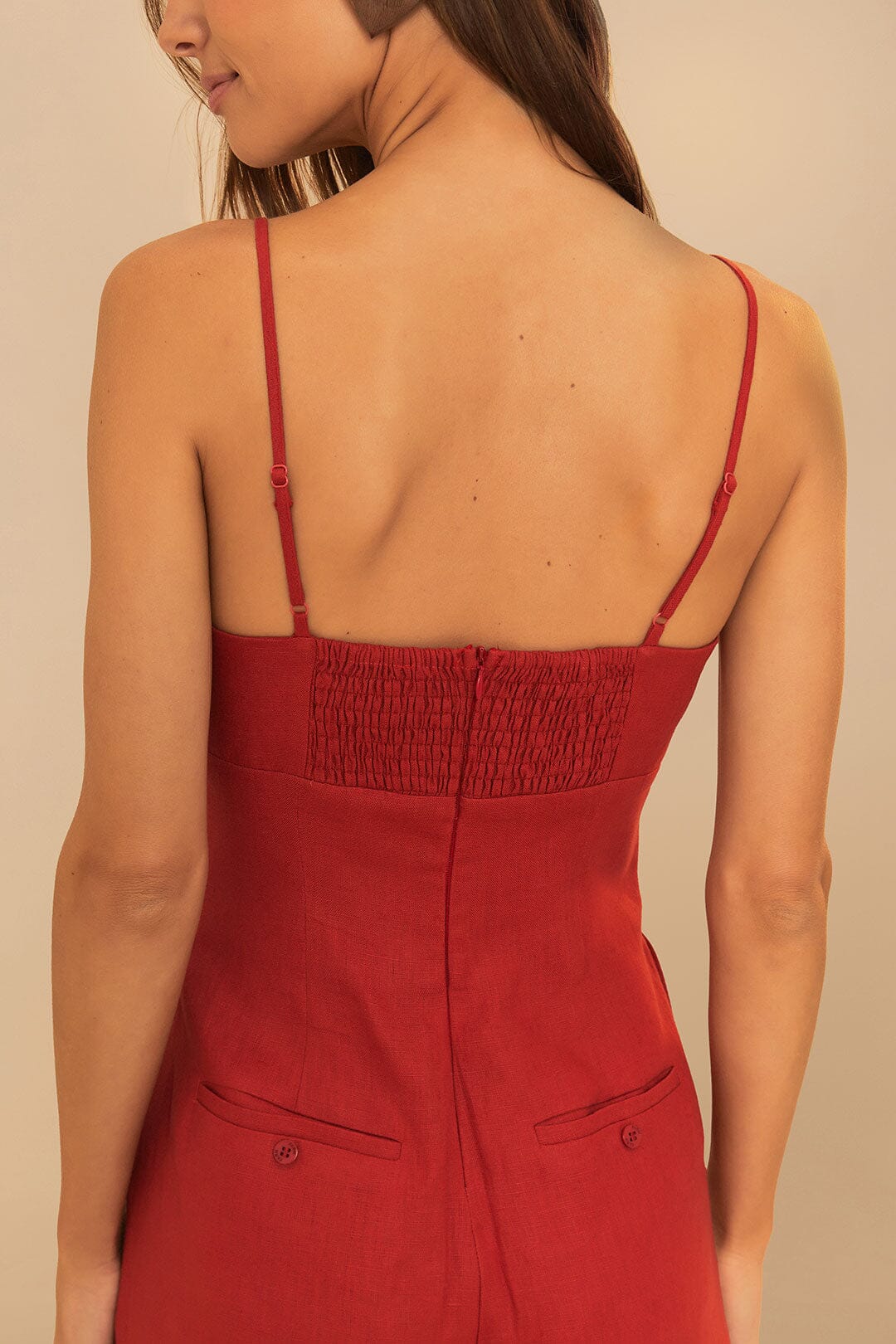 Red Petals Bodice Euroflax™ Premium Linen Jumpsuit