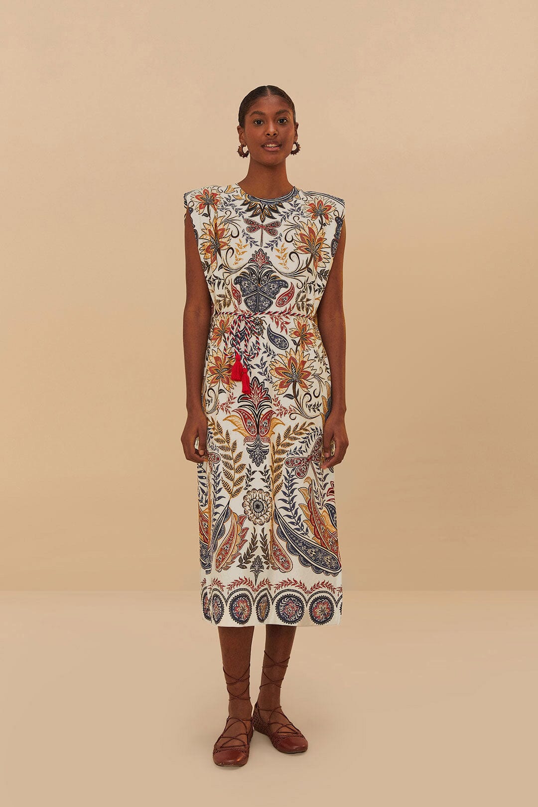 Off-White Boho Glam Midi Dress