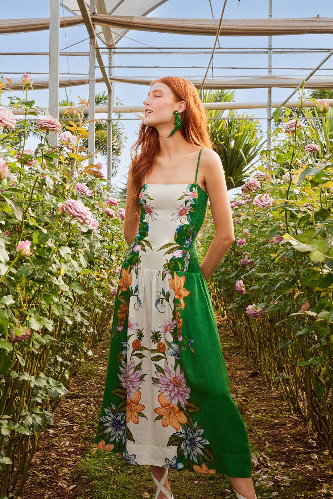 Off-White Sweet Bloom Dreamscape LENZING ECOVERO Euroflax Midi Dres FARM Rio Off-White Sweet Bloom Dreamscape LENZING ECOVERO Euroflax Midi Dres FARM Rio