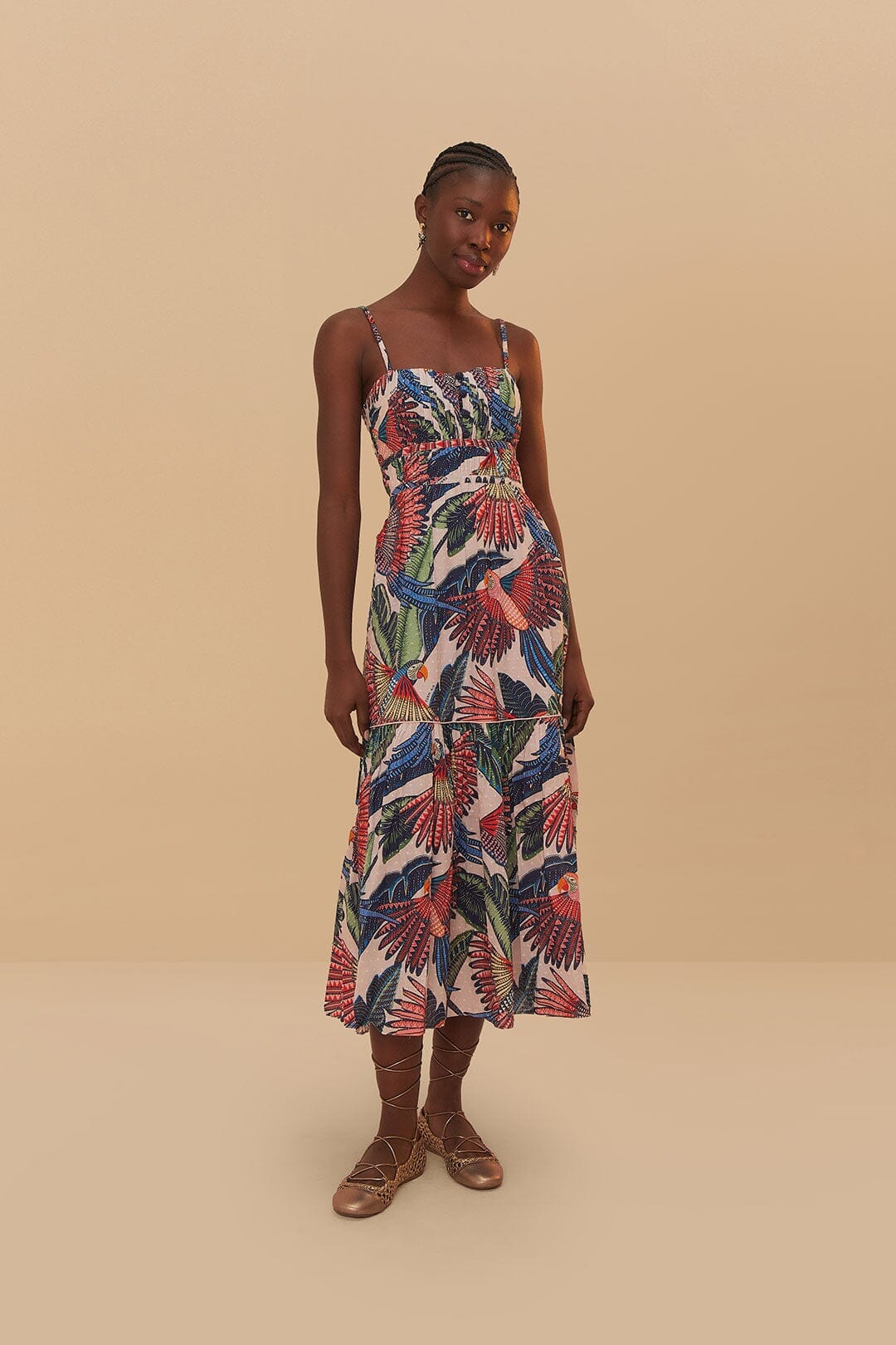 Pink Macaw Flight Midi Dress