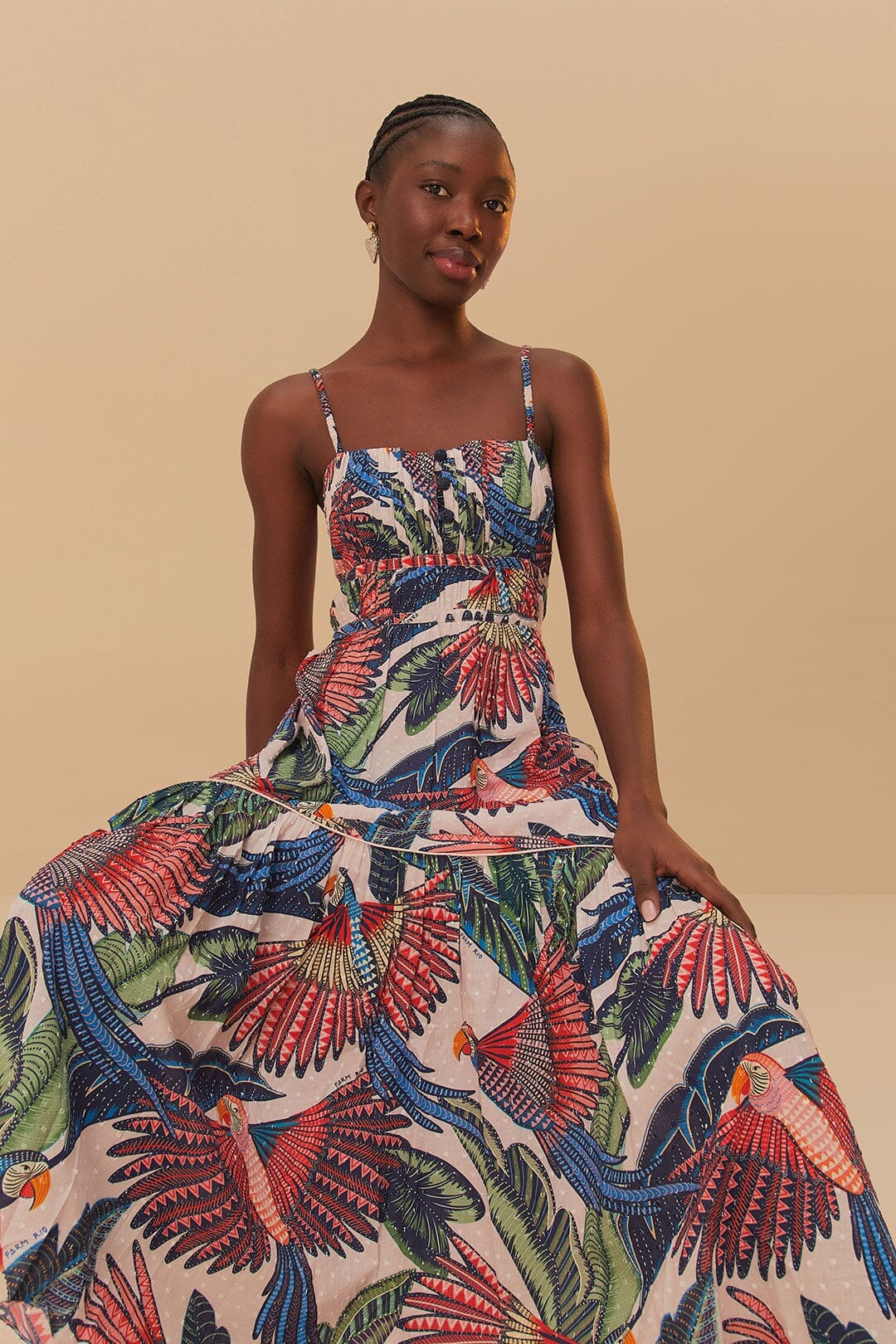 Pink Macaw Flight Midi Dress