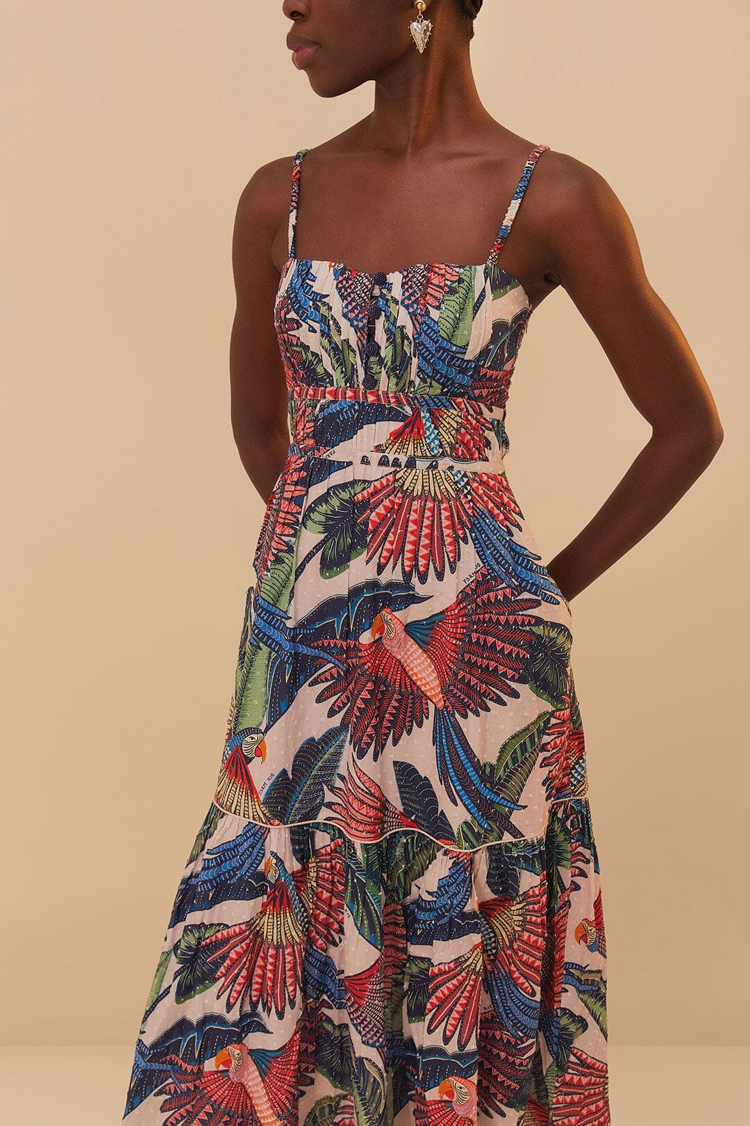 Pink Macaw Flight Midi Dress