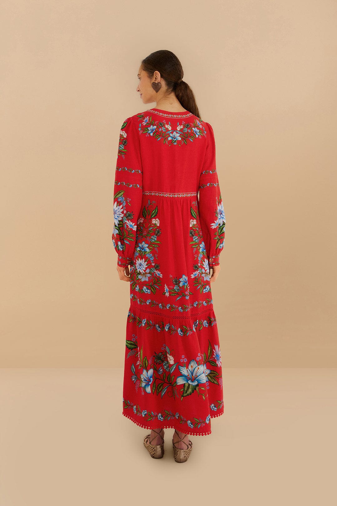 Red Sweet Bloom Bouquet LENZING™ ECOVERO™ Euroflax™ Midi Dress