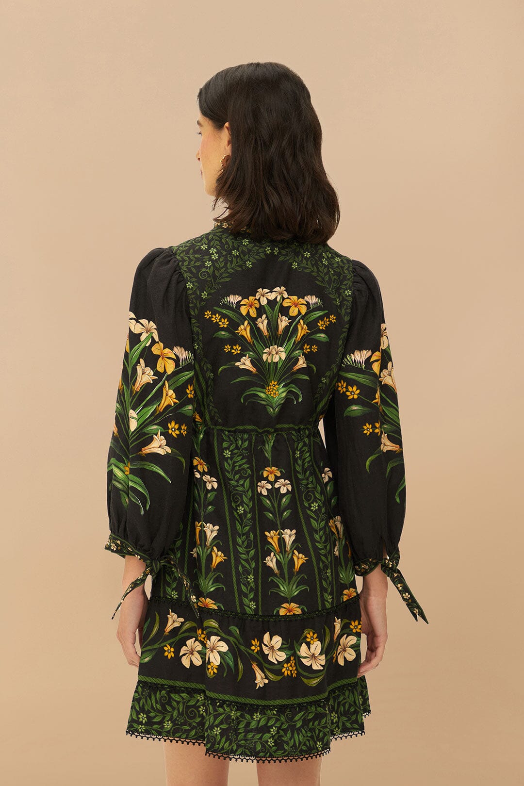 Black Flowers Arch LENZING™ ECOVERO™ Euroflax™ Mini Dress