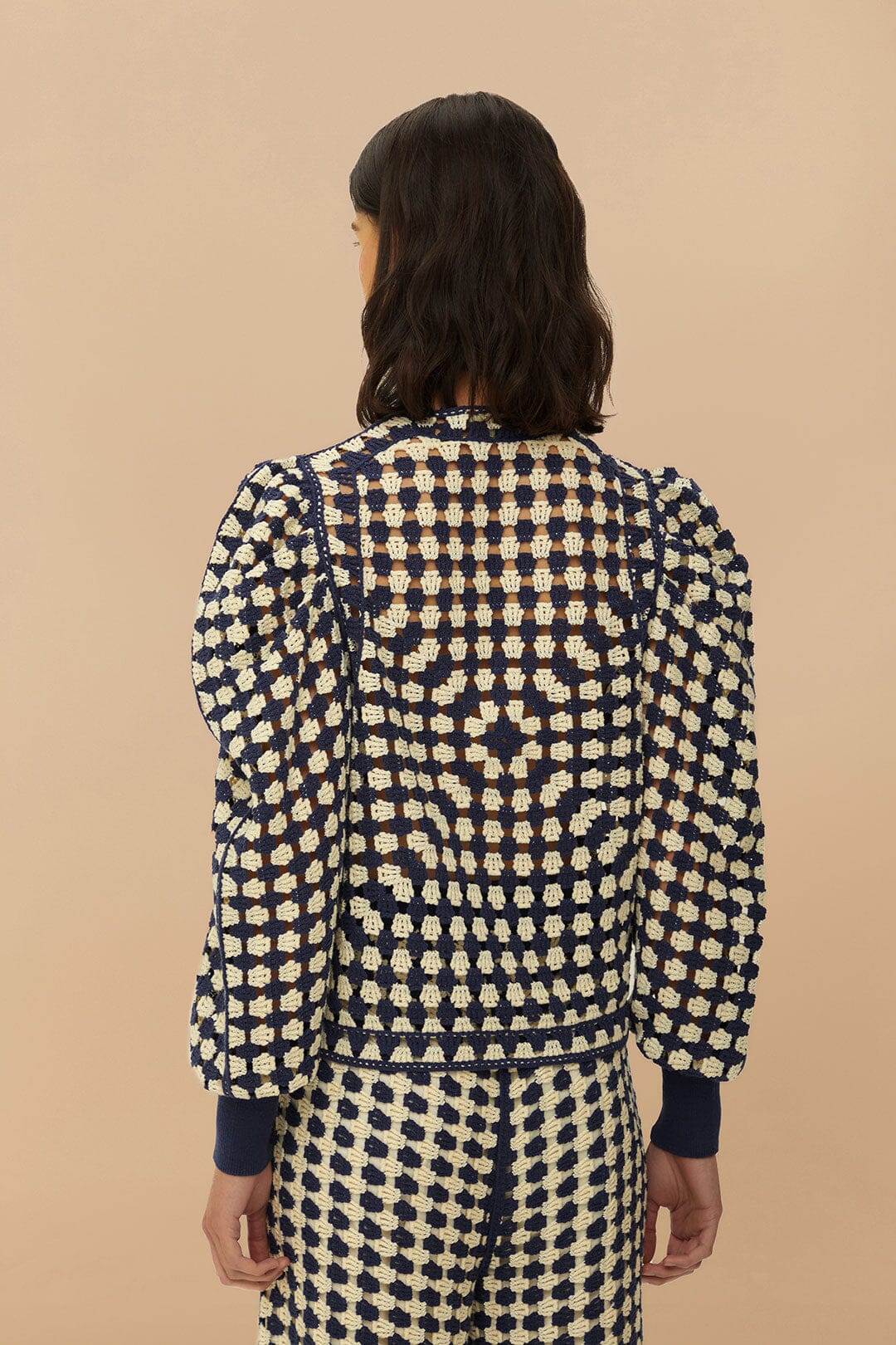 Blue & White Crochet Cardigan