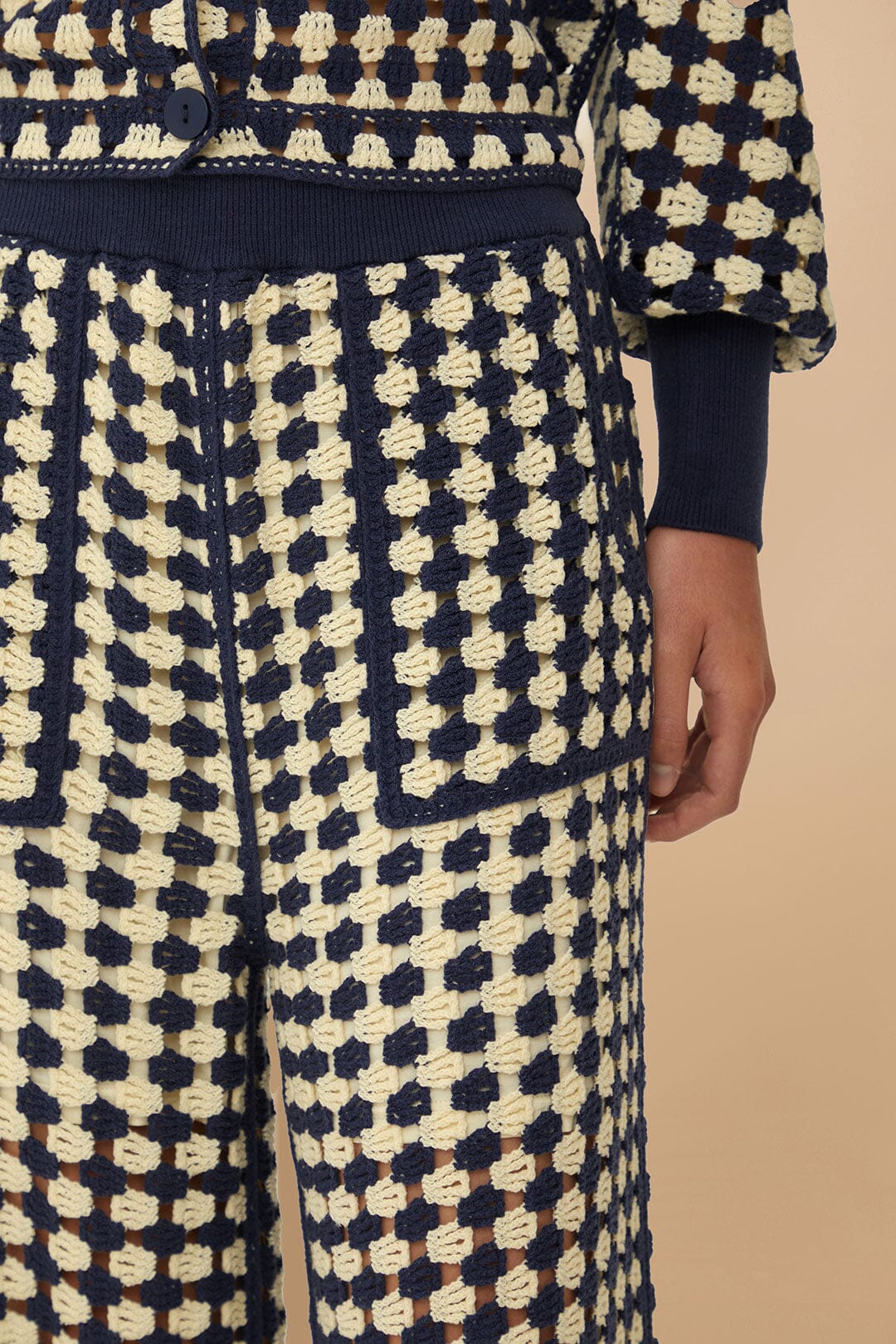 Blue & White Crochet Pants