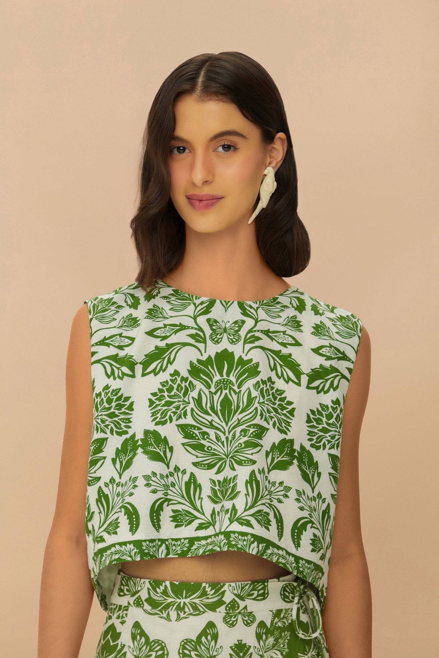 Green Delicate Tapestry LENZING™ ECOVERO™ Euroflax™ Blouse