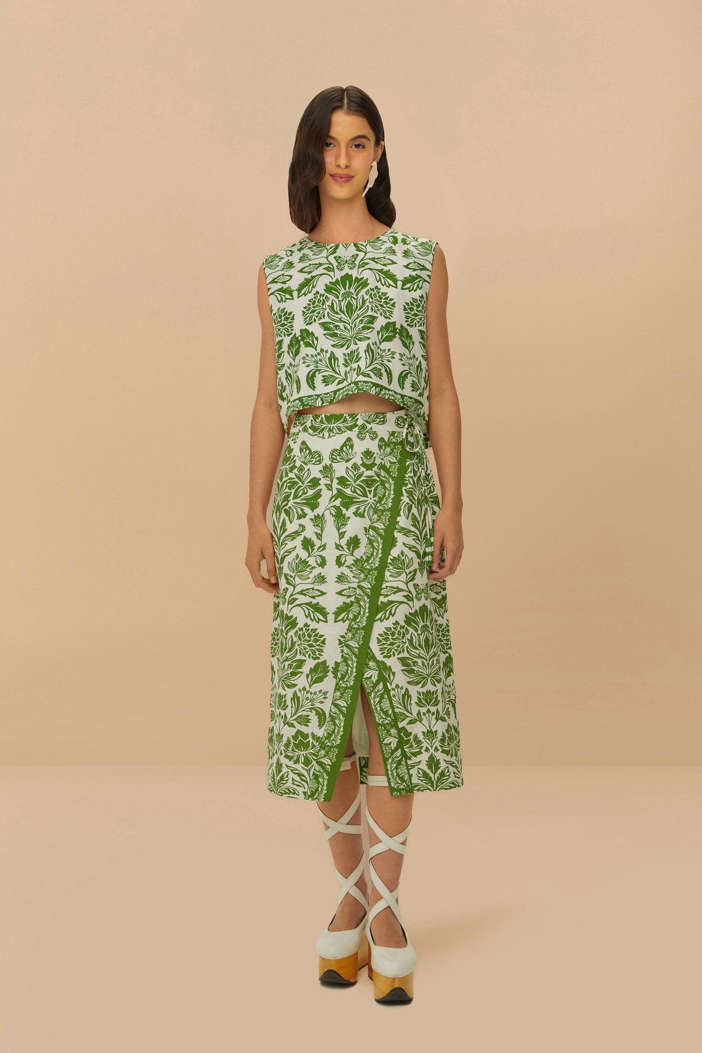 Green Delicate Tapestry LENZING™ ECOVERO™ Euroflax™ Blouse