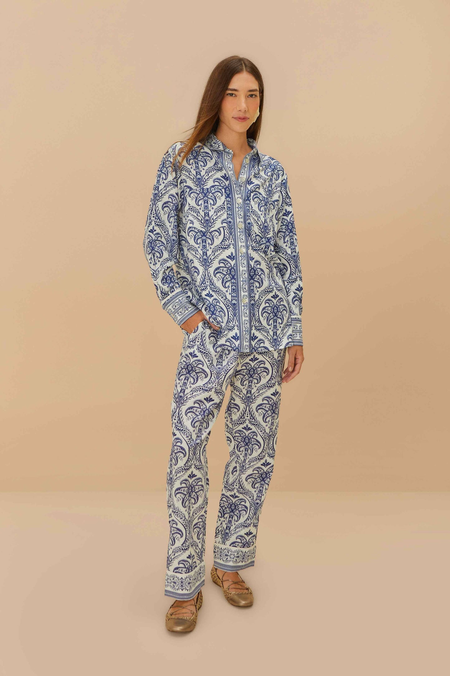Off-White Tropical Cameo LENZING™ ECOVERO™ Euroflax™ Pajama Pants