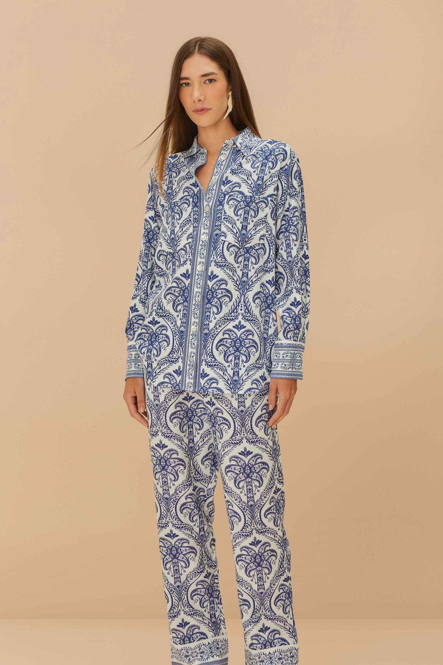 Off-White Tropical Cameo LENZING™ ECOVERO™ Euroflax™ Pajama Pants