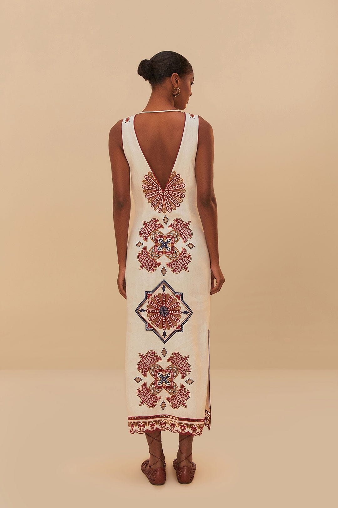 Off-White Marys Tiles Richelieu Euroflax™ Premium Linen Midi Dress