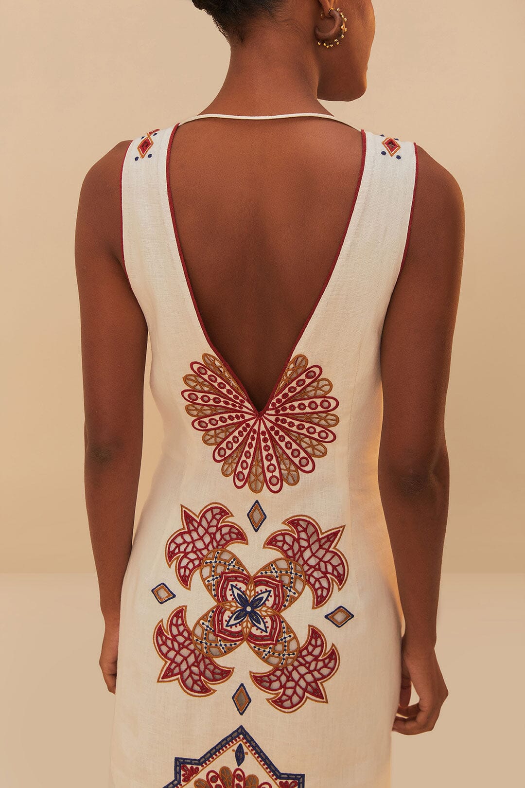 Off-White Marys Tiles Richelieu Euroflax™ Premium Linen Midi Dress