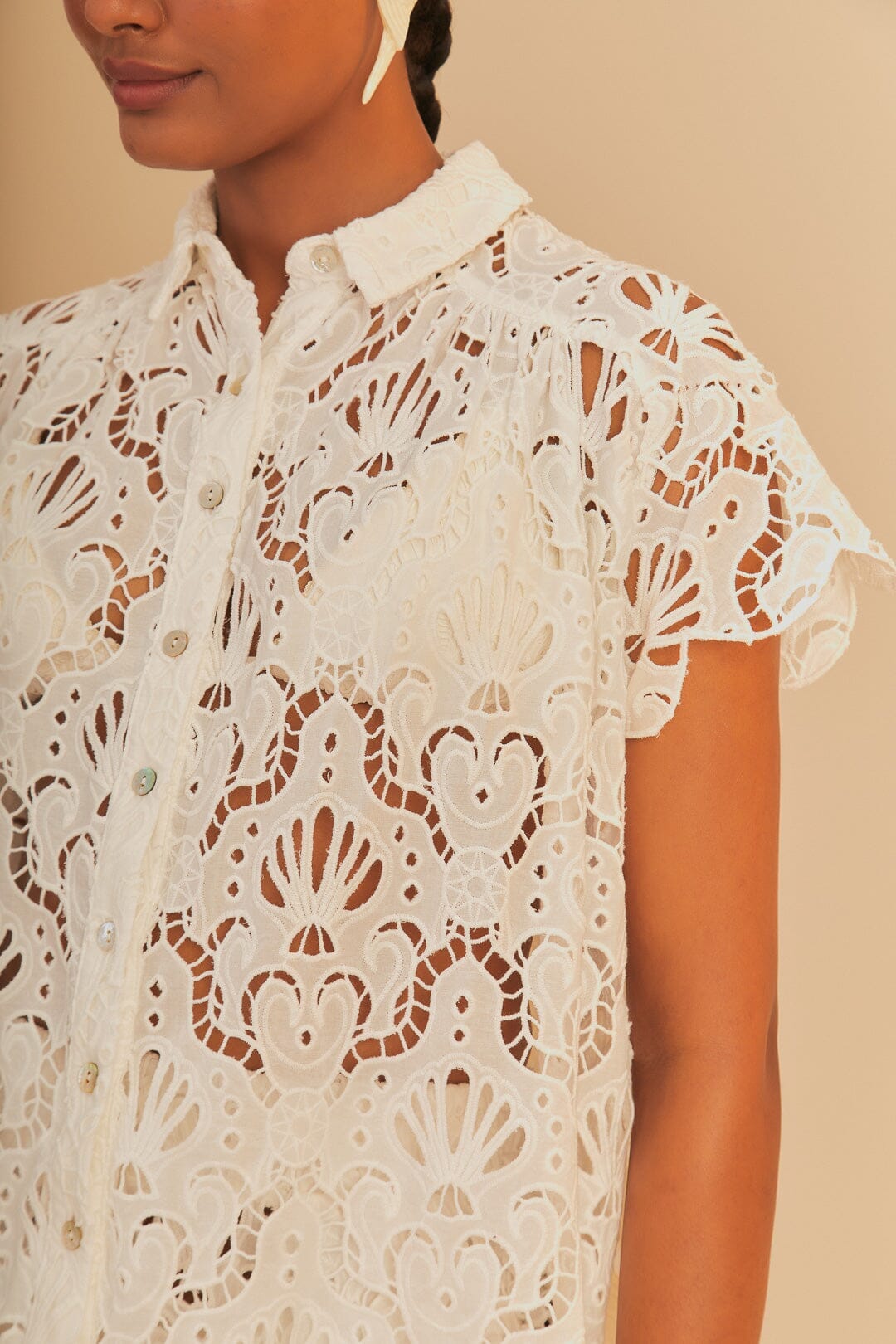 White Seashell Eyelet Shirt
