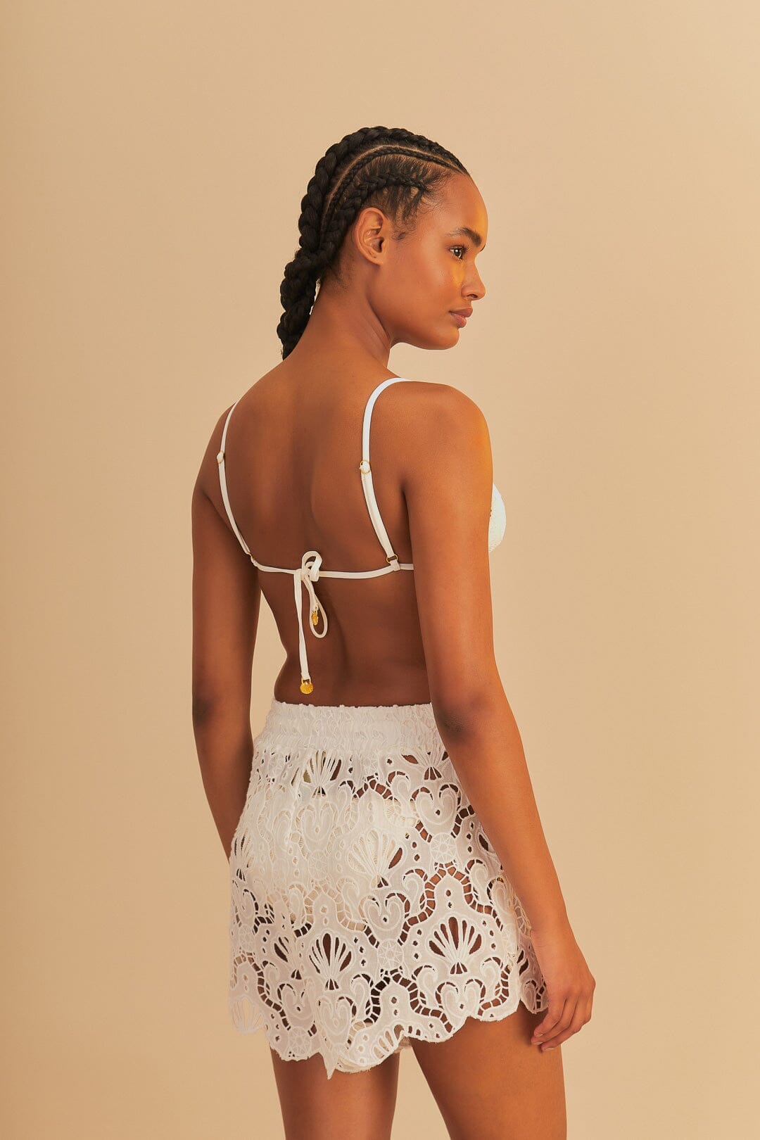 White Seashell Eyelet Short