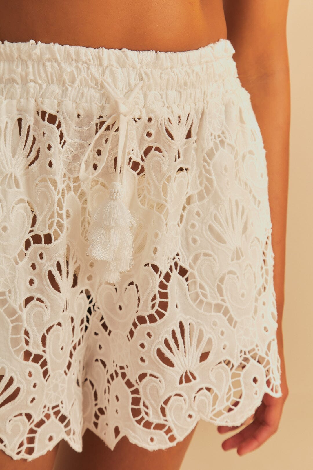 White Seashell Eyelet Short
