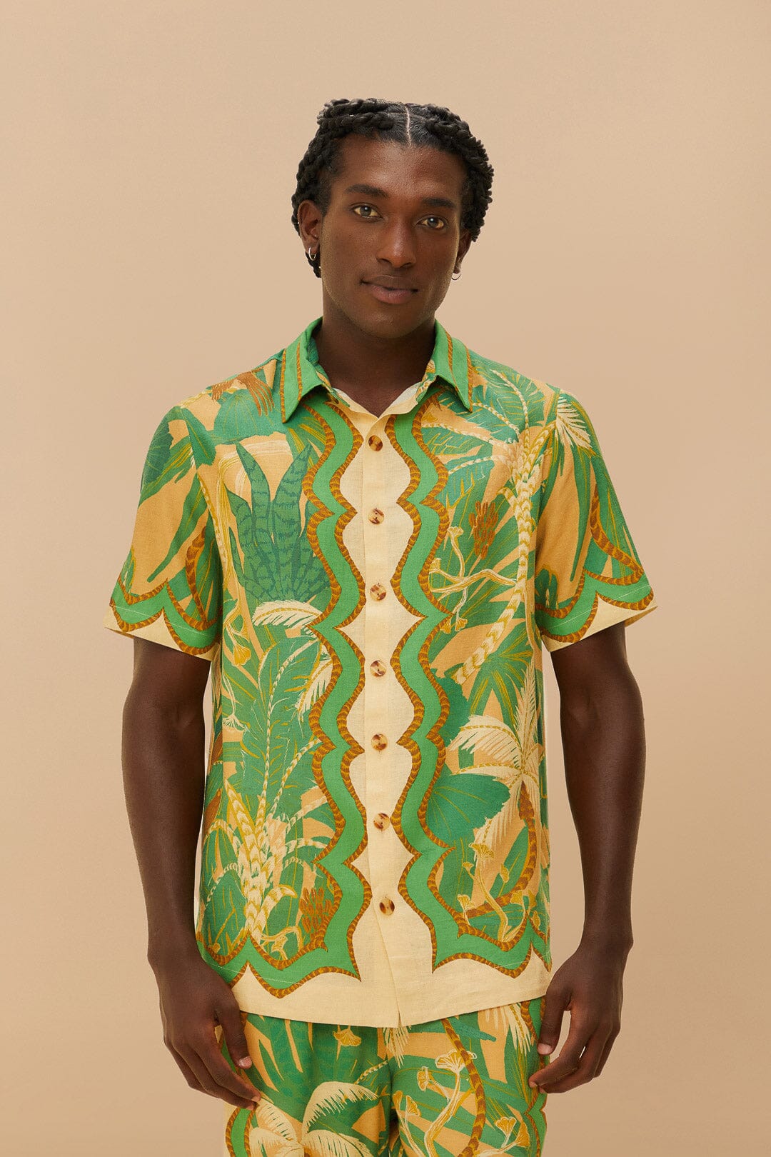 Beige Tropical Isla LENZING™ ECOVERO™ Euroflax™ Shirt