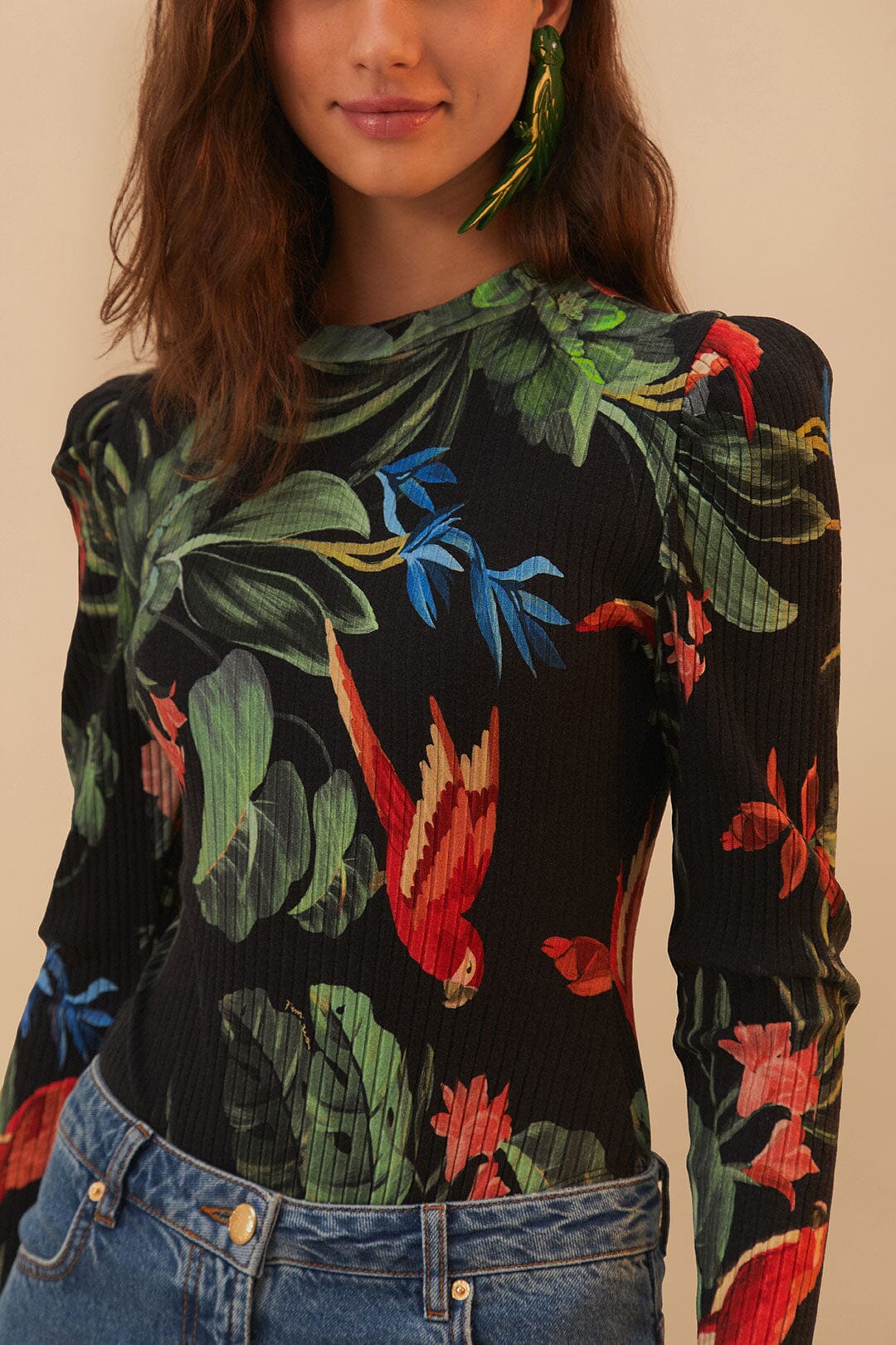 Black Midnight Macaw Fiesta Bodysuit